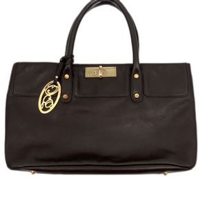 Onna Ehrlich 'Madison' Handbag Brown Pebbled Leather Gold Accents Toggle Closure